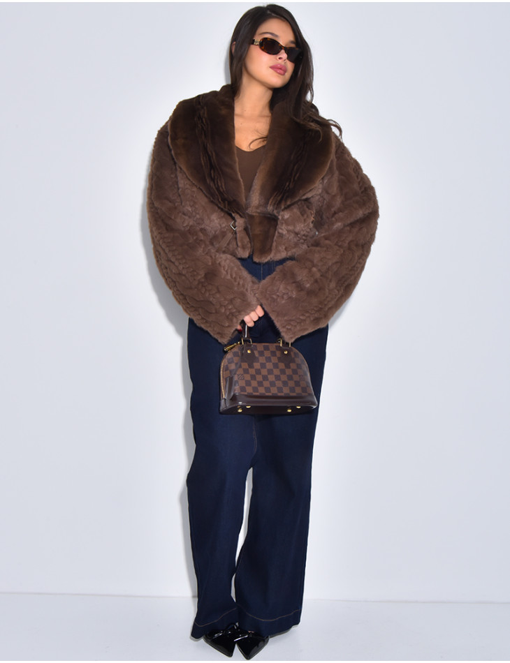 Veste courte en fausse fourrure reversible