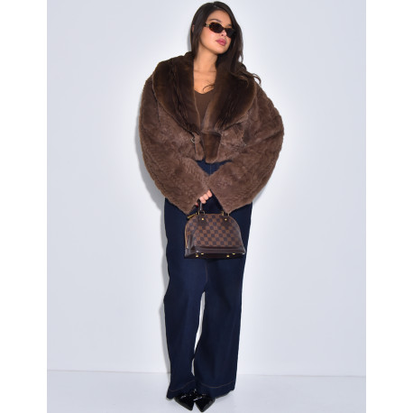 Veste courte en fausse fourrure reversible