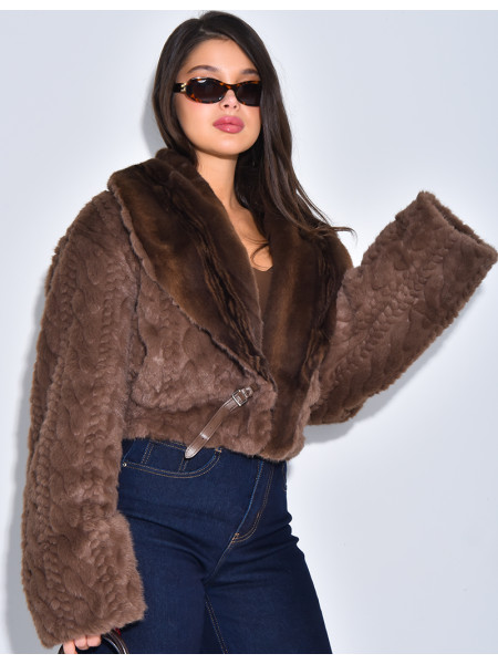 Veste courte en fausse fourrure reversible