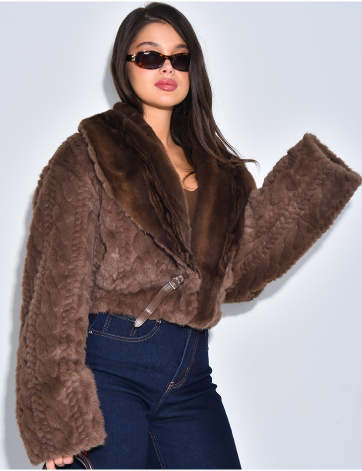 Veste courte en fausse fourrure reversible