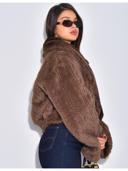 Veste courte en fausse fourrure reversible