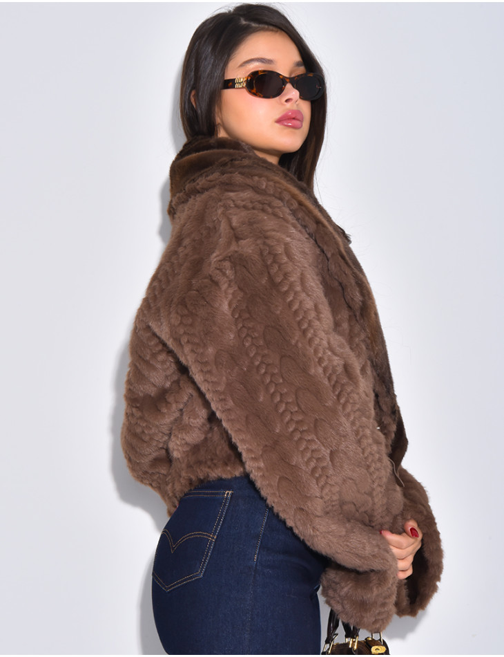 Veste courte en fausse fourrure reversible