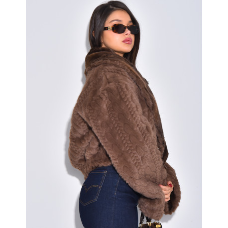 Veste courte en fausse fourrure reversible