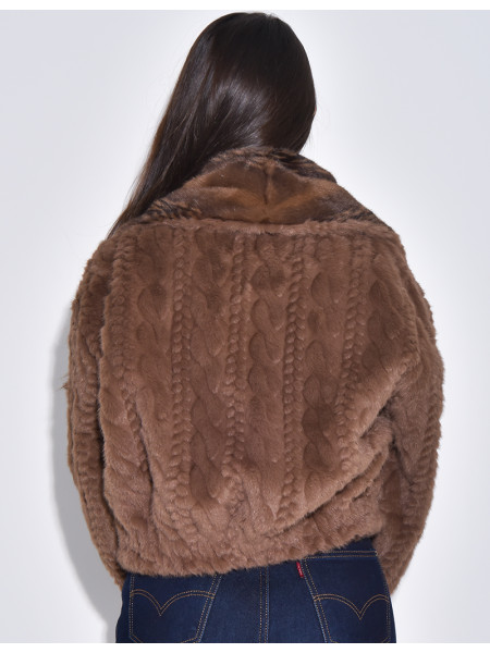 Veste courte en fausse fourrure reversible