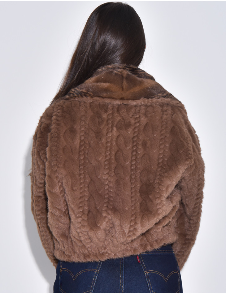 Veste courte en fausse fourrure reversible