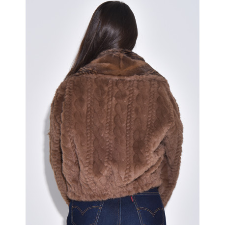 Veste courte en fausse fourrure reversible