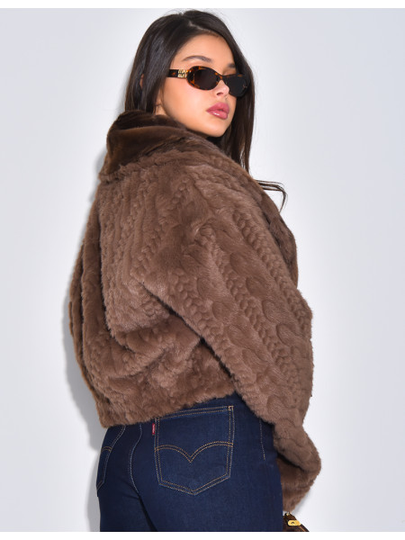 Veste courte en fausse fourrure reversible
