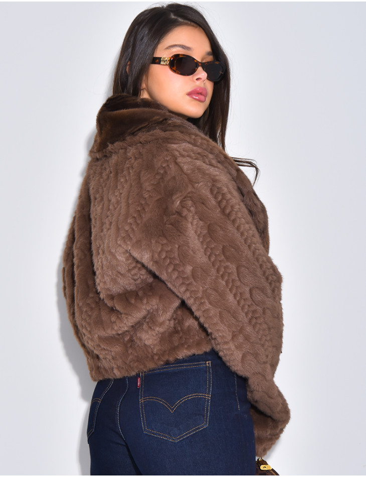 Veste courte en fausse fourrure reversible