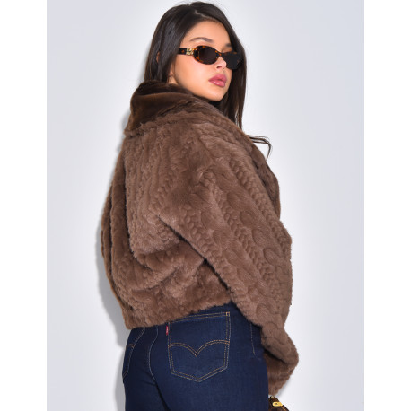 Veste courte en fausse fourrure reversible