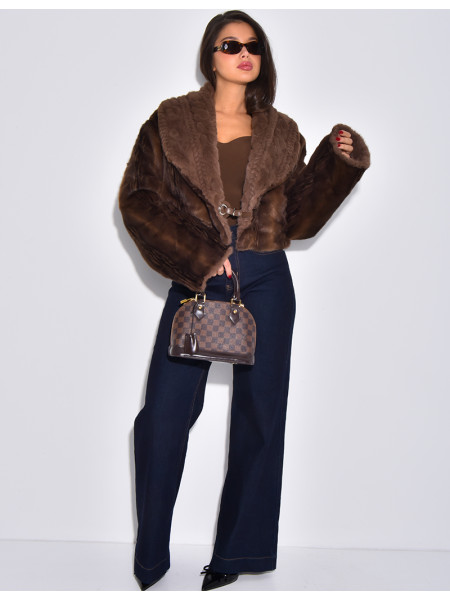 Veste courte en fausse fourrure reversible