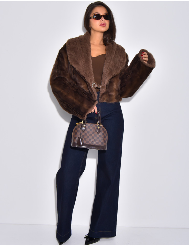 Veste courte en fausse fourrure reversible