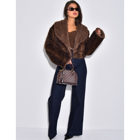 Veste courte en fausse fourrure reversible