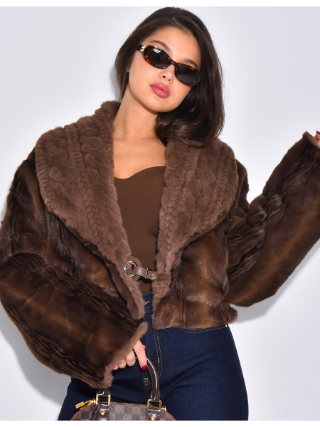 Veste courte en fausse fourrure reversible