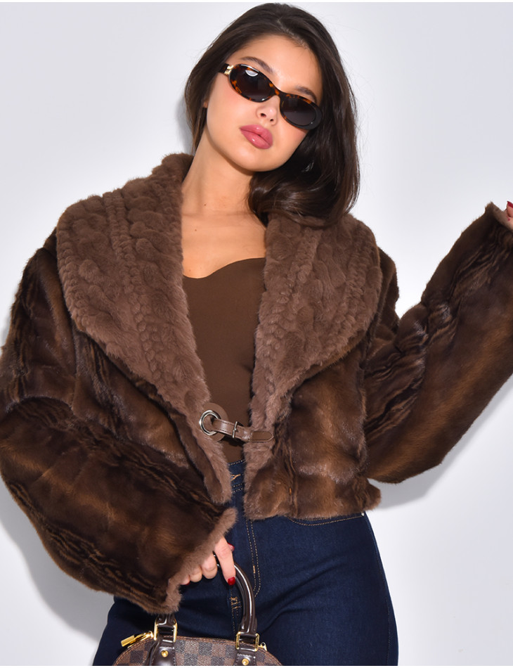 Veste courte en fausse fourrure reversible