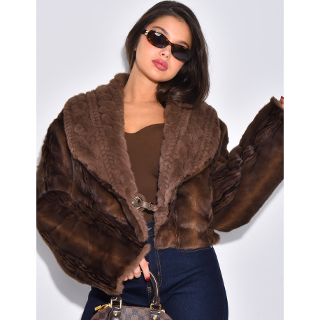 Veste courte en fausse fourrure reversible