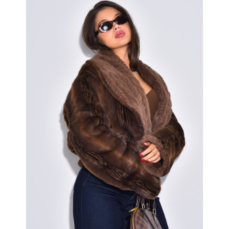 Veste courte en fausse fourrure reversible
