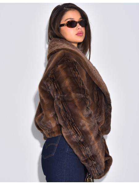 Veste courte en fausse fourrure reversible