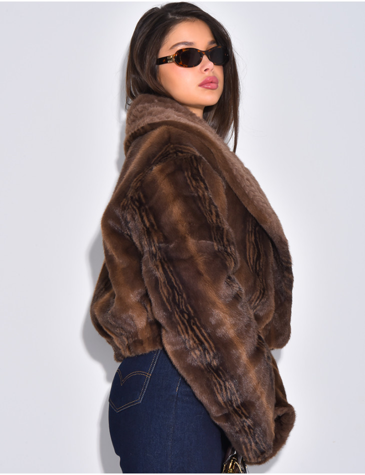 Veste courte en fausse fourrure reversible
