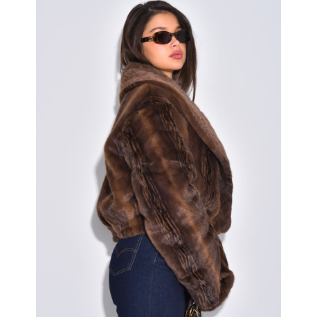 Veste courte en fausse fourrure reversible