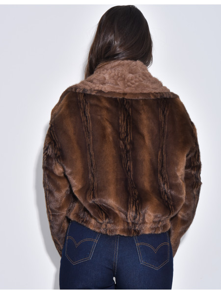 Veste courte en fausse fourrure reversible