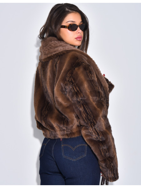 Veste courte en fausse fourrure reversible