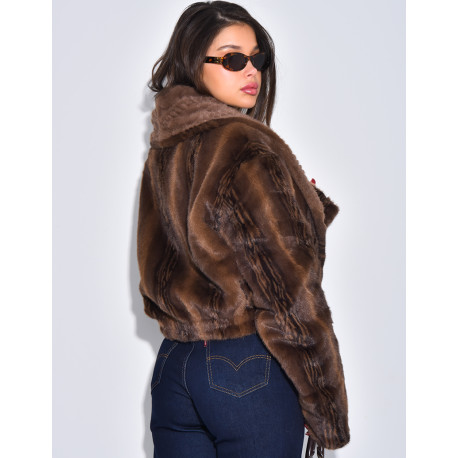 Veste courte en fausse fourrure reversible
