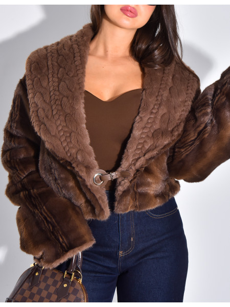 Veste courte en fausse fourrure reversible