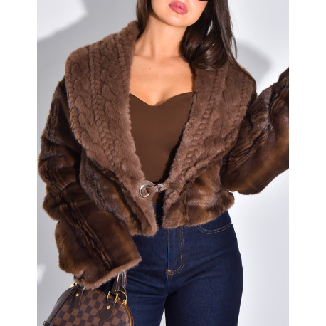 Veste courte en fausse fourrure reversible