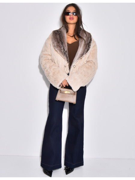 Veste courte en fausse fourrure reversible