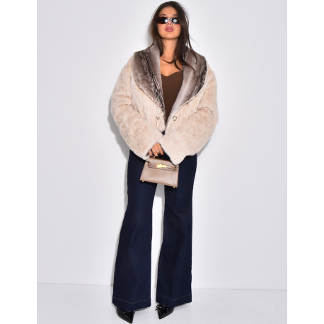 Veste courte en fausse fourrure reversible
