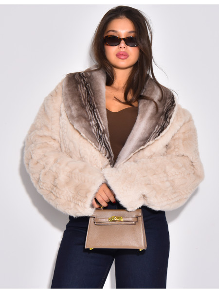 Veste courte en fausse fourrure reversible