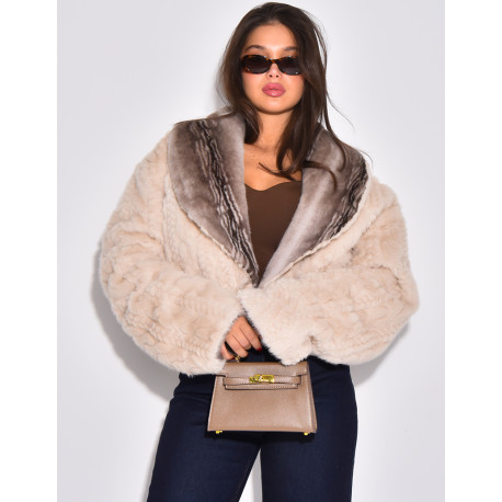 Veste courte en fausse fourrure reversible