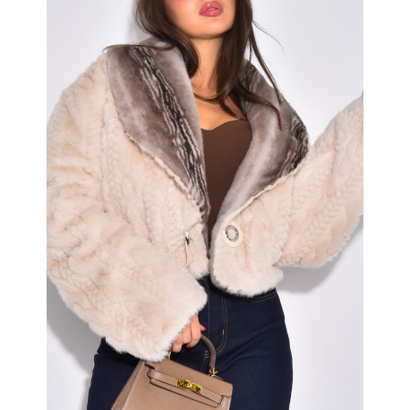 Veste courte en fausse fourrure reversible
