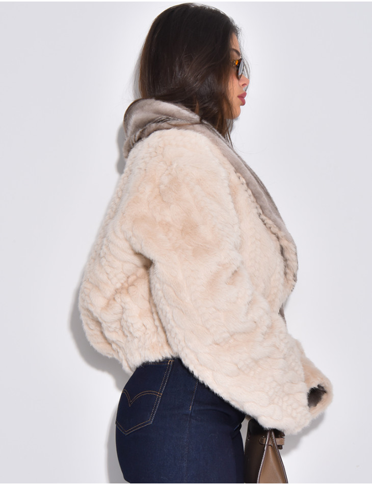 Veste courte en fausse fourrure reversible