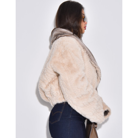 Veste courte en fausse fourrure reversible