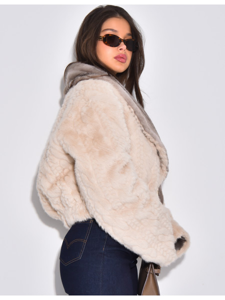 Veste courte en fausse fourrure reversible