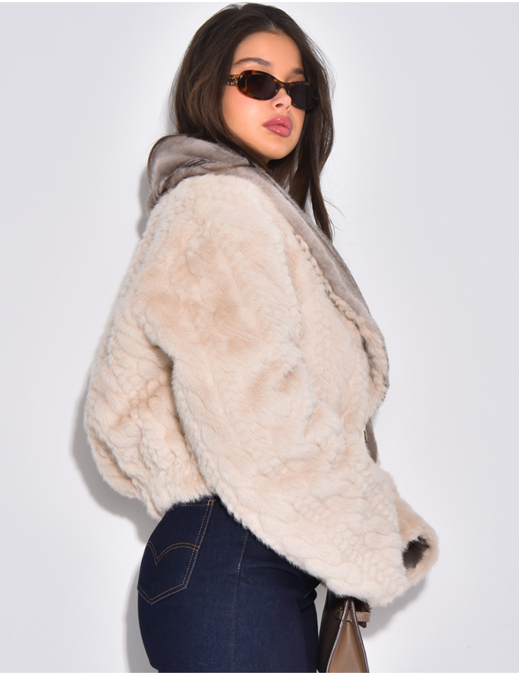 Veste courte en fausse fourrure reversible
