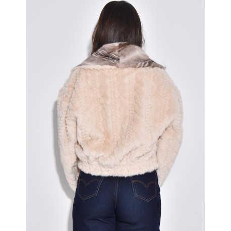 Veste courte en fausse fourrure reversible