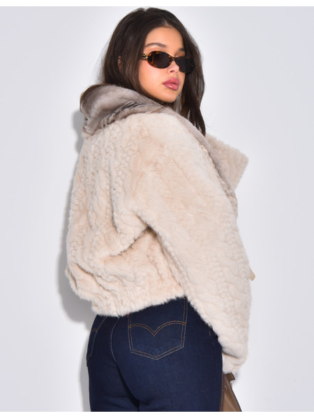 Veste courte en fausse fourrure reversible