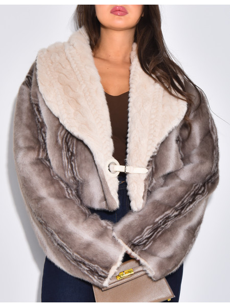 Veste courte en fausse fourrure reversible