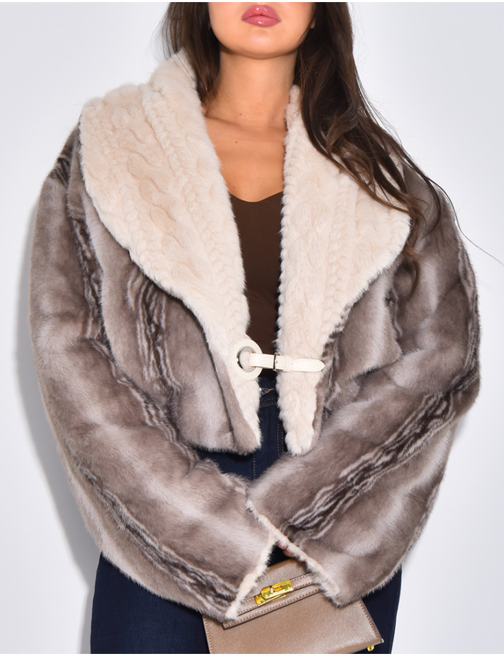 Veste courte en fausse fourrure reversible