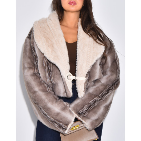 Veste courte en fausse fourrure reversible