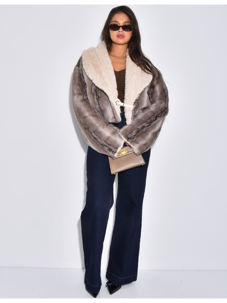 Veste courte en fausse fourrure reversible