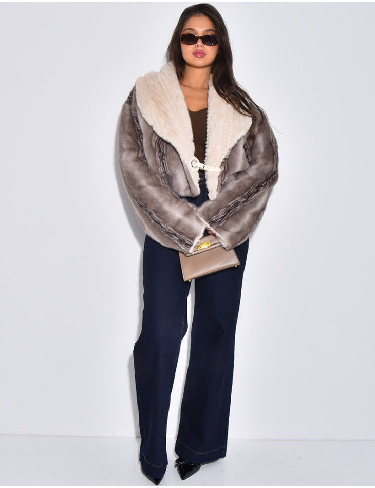 Veste courte en fausse fourrure reversible