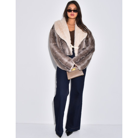 Veste courte en fausse fourrure reversible