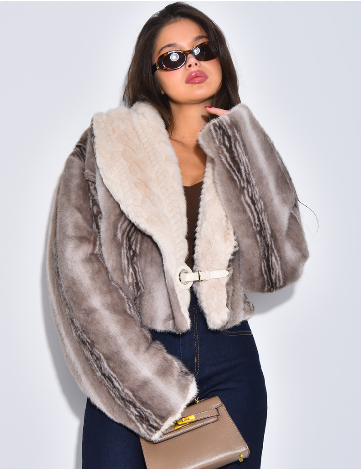 Veste courte en fausse fourrure reversible