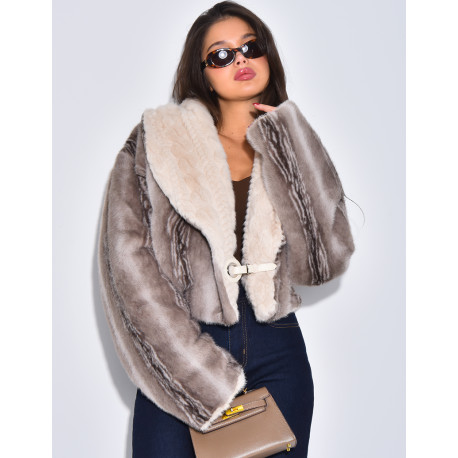 Veste courte en fausse fourrure reversible