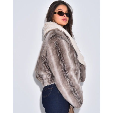 Veste courte en fausse fourrure reversible