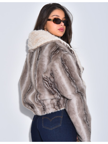 Veste courte en fausse fourrure reversible