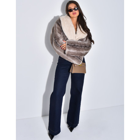 Veste courte en fausse fourrure reversible